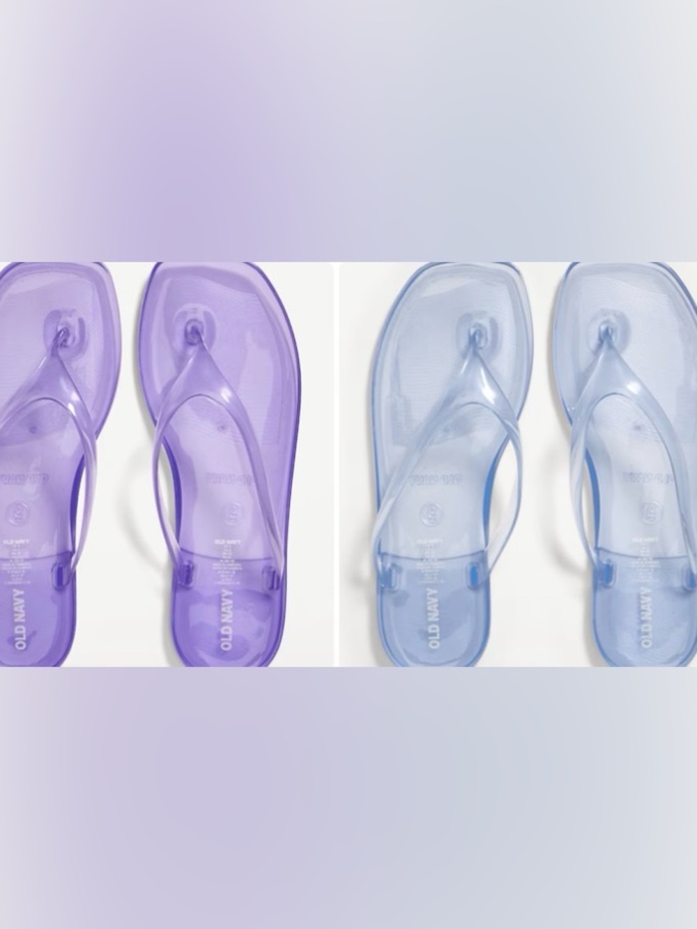 Old Navy Jelly Flip Floos NwT size 8 Blue Purple Clear 90s